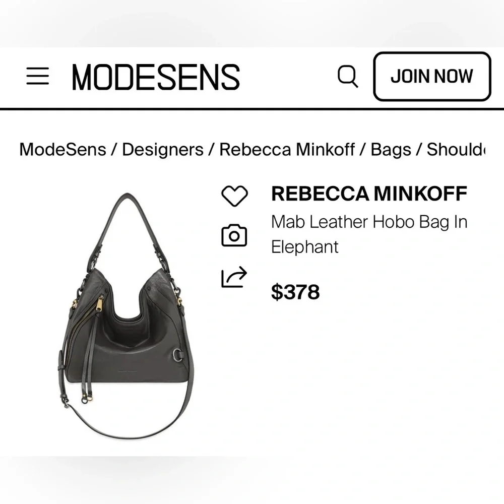 Rebecca Minkoff MAB Leather Hobo Shoulder Bag NWOT $378 (Missing Handle Strap)